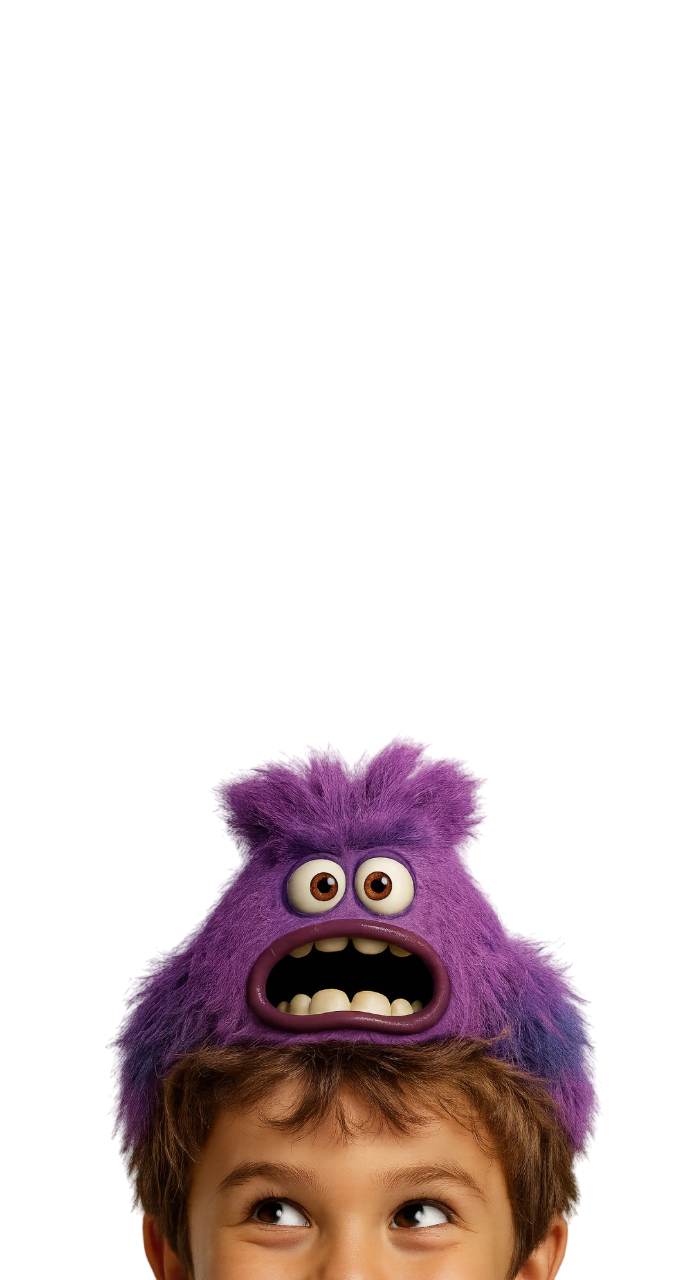 Niño con gorro de monstruo morado - Campañas con alma