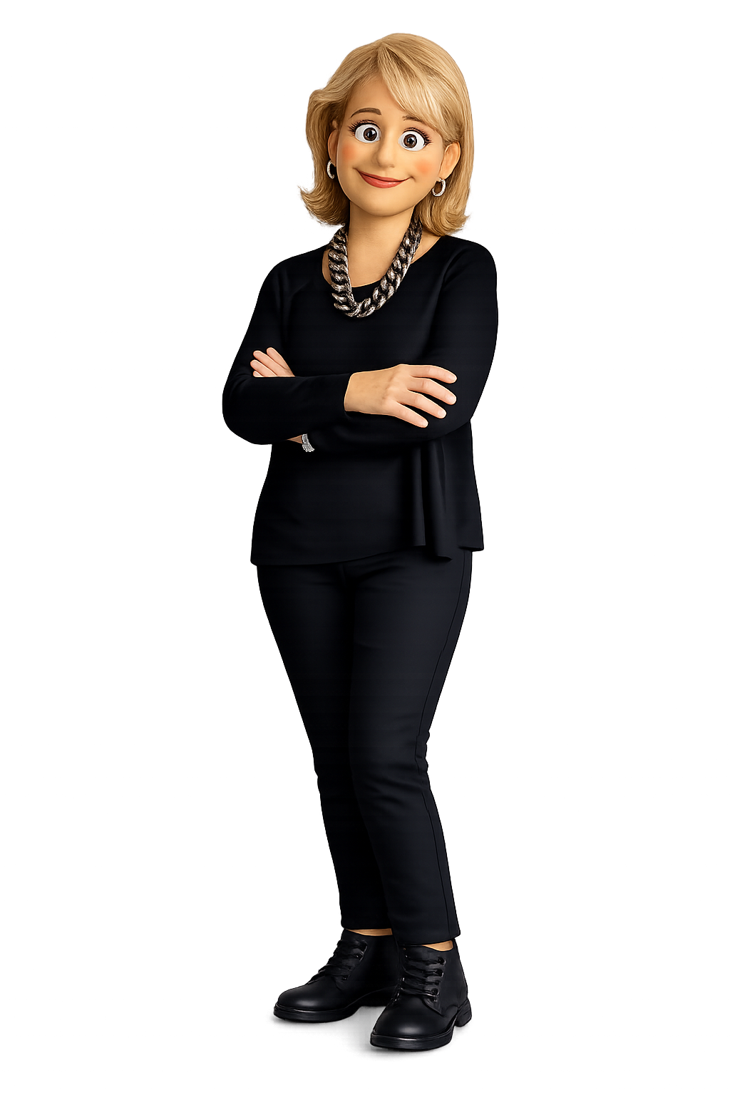 Elvi - AI Agent vestida de negro