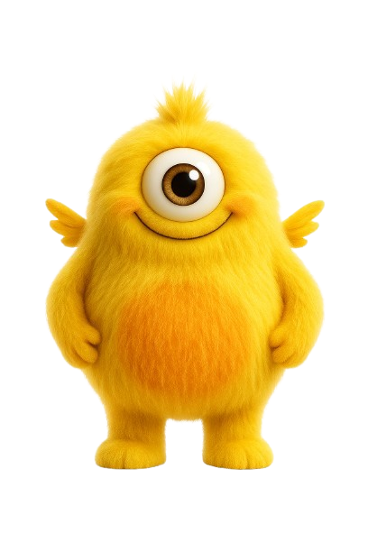 Mascota monstruo amarillo pequeño